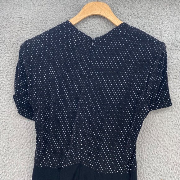Joseph Ribkoff Dress Womens 8 Black Swiss Dot Bodice Maxi Short Sleeves Stretch - Picture 4 of 11